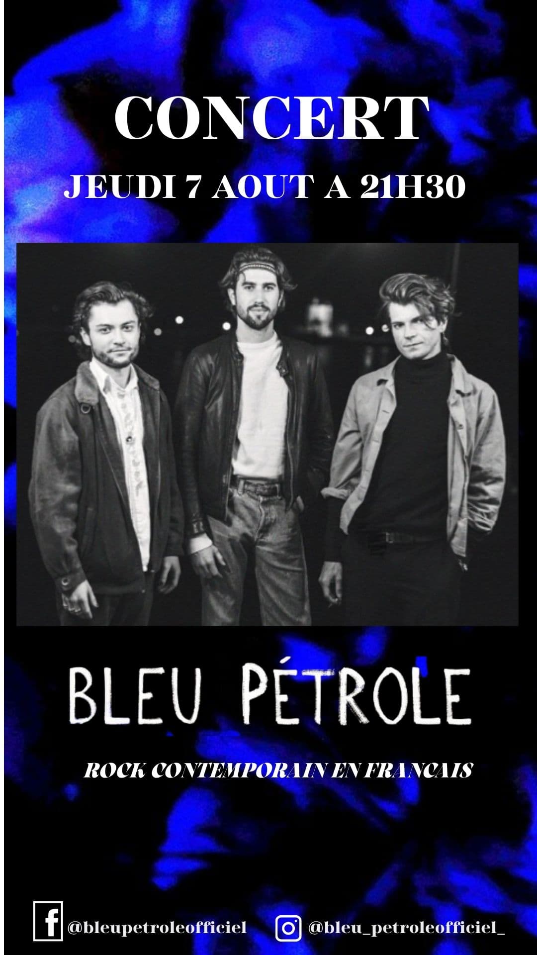 Soirée CONCERT pop rock avec BLEU PETROL